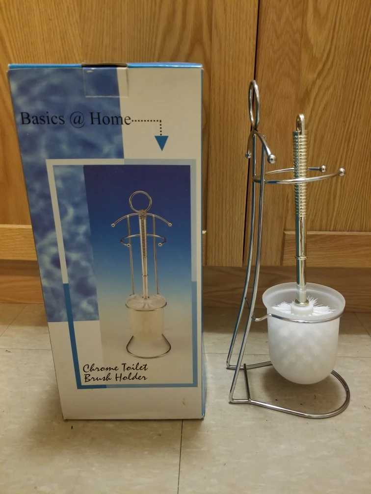 Basics & Home Chrome Toilet Brush Holder & Brush.Gift Idea.New image indicator(2)