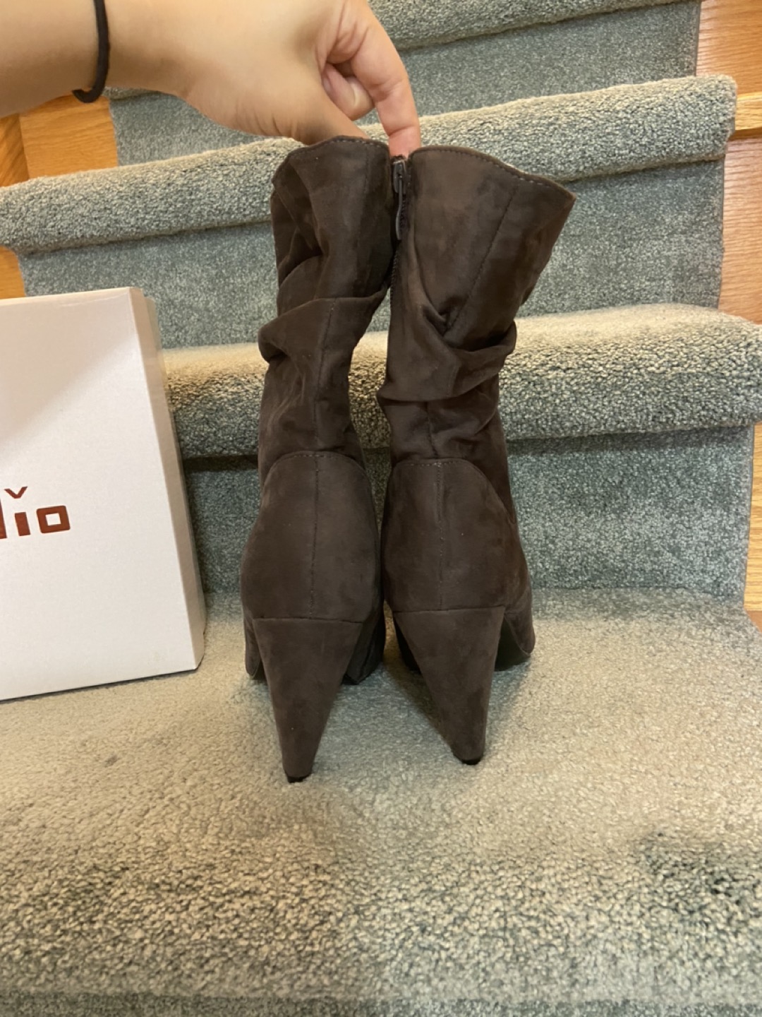 Nio Nio Dark Grey Faux Suede Heel Boots NEW image indicator(4)