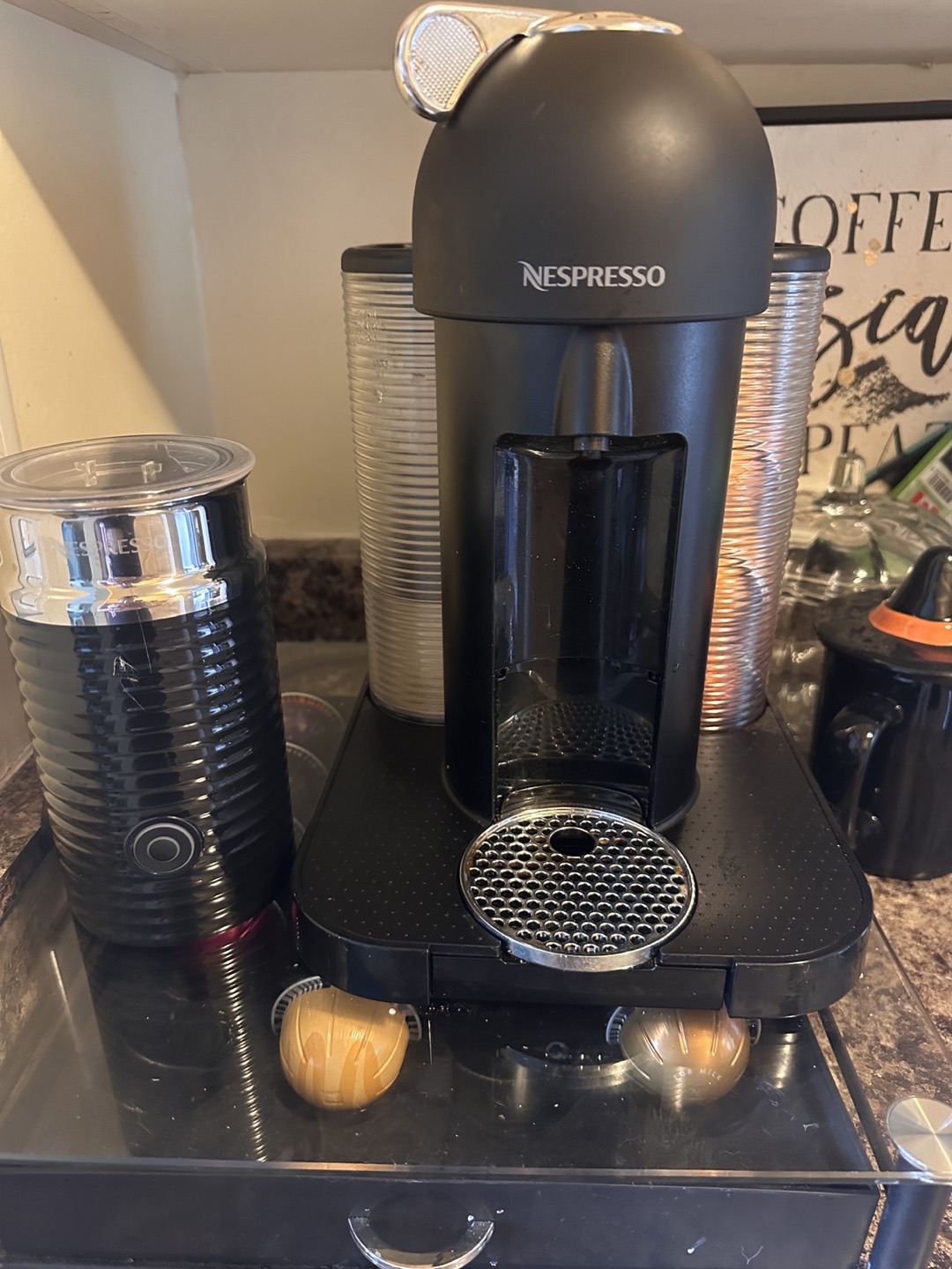 Nespresso machine with frothing machine
