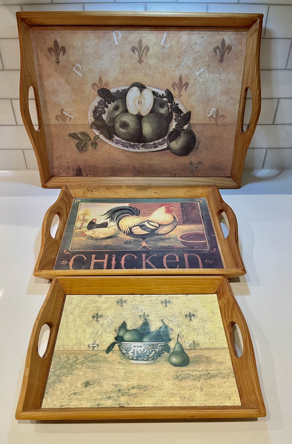 3 Piece Wooden tray set image indicator(3)