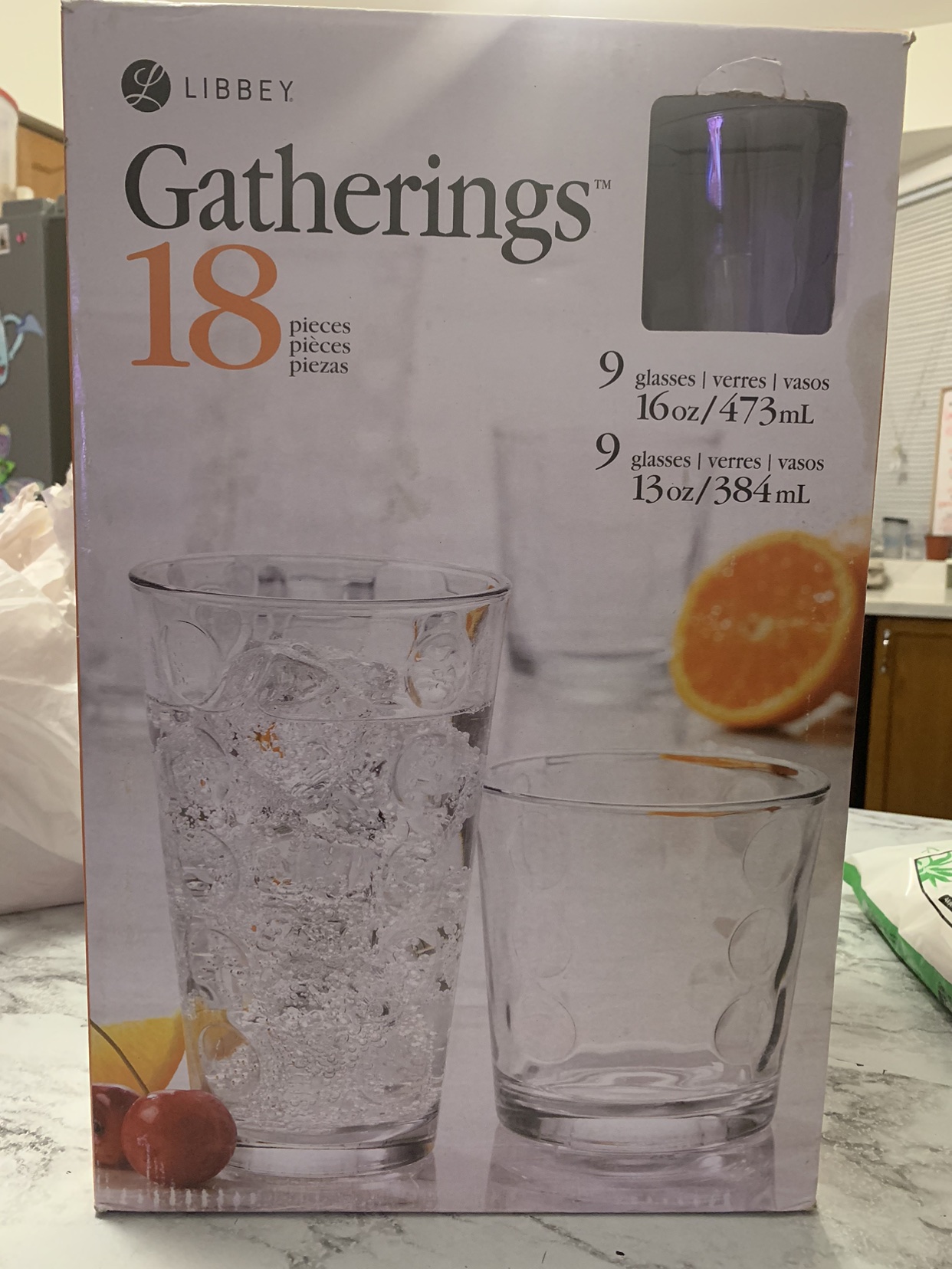 18 pc glass set tall and short