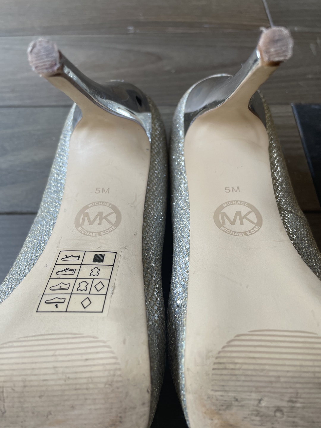 Michael Kors York Evening Sparkly Silver peep toe pump image indicator(4)
