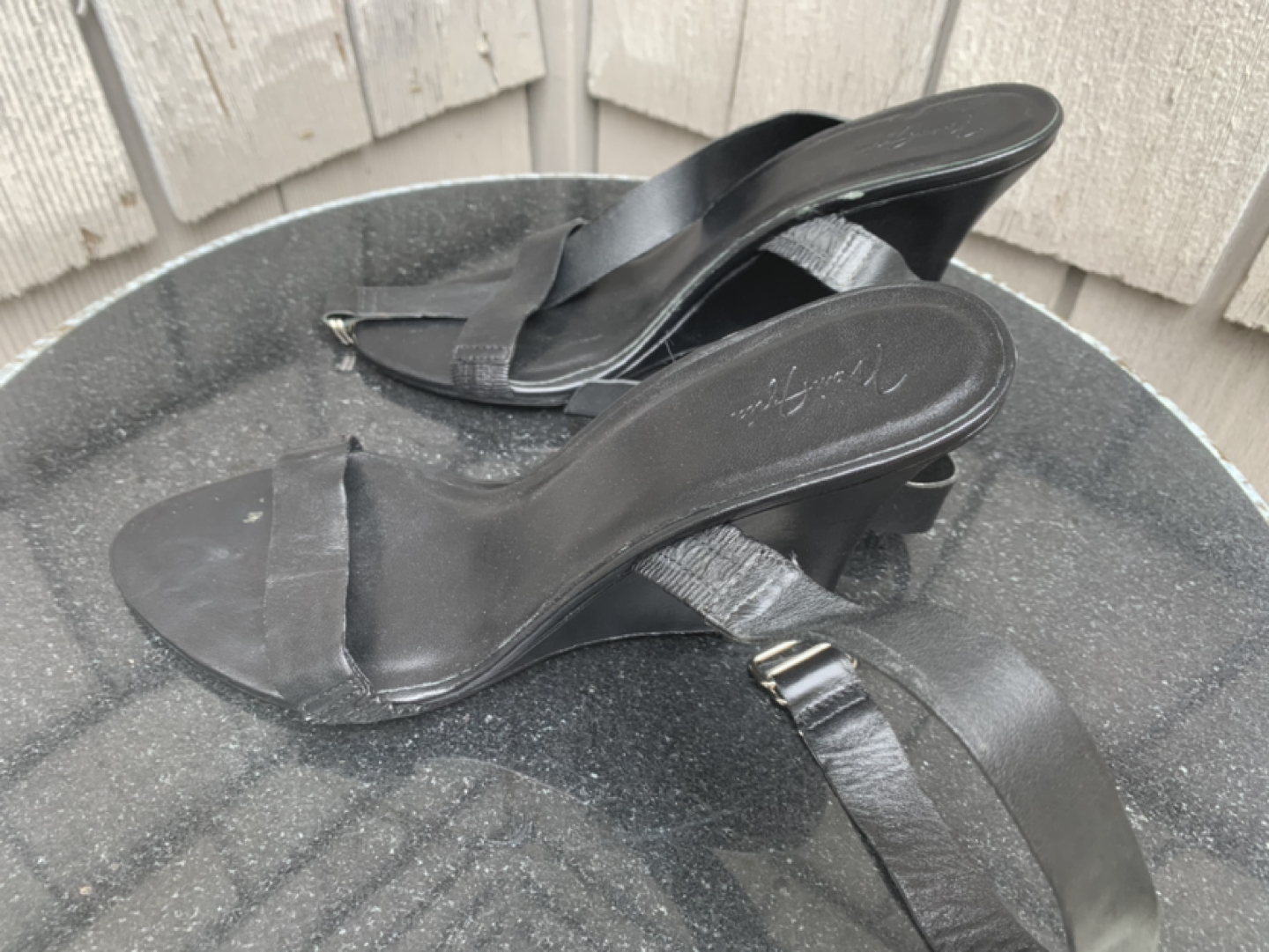 BCBG max azria  wedge, open toe heels, worn once vintage image indicator(5)