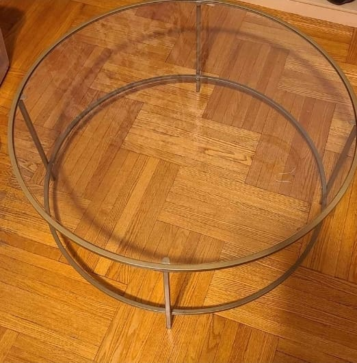 Round Coffee Table glass and Gold Tone