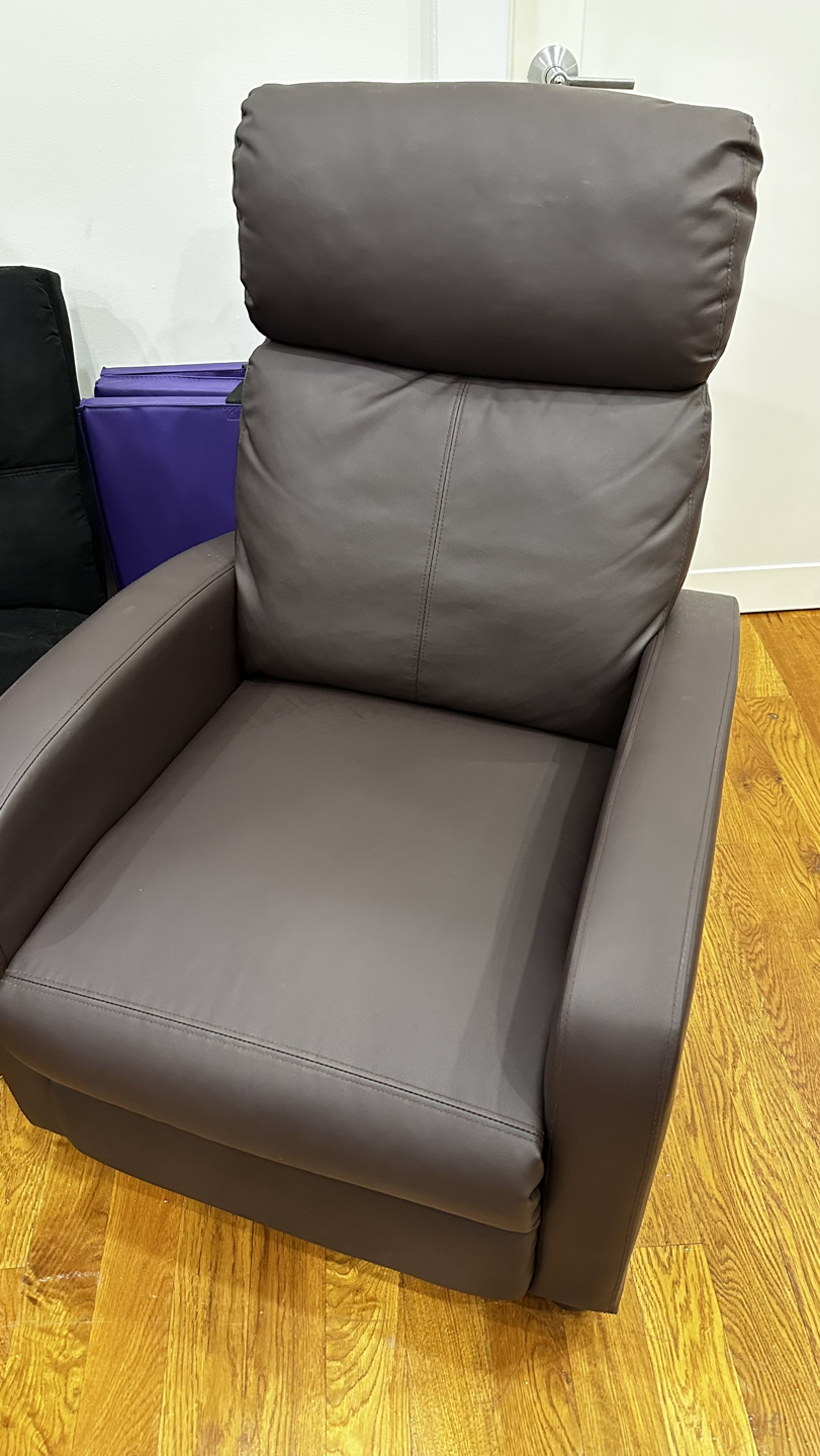 Easyfashion Faux Leather Push Back Theater Recliner, Brown
