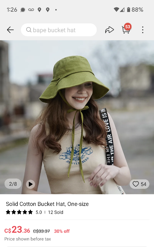 new - solid cotton bucket hat, avocado green thumbnail
