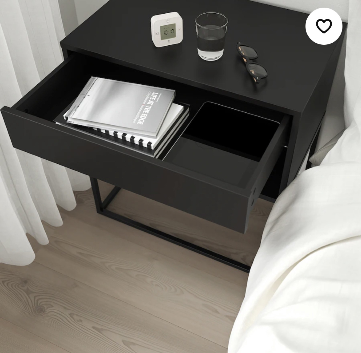 Nightstand / Bedside Table / Black - photo 2