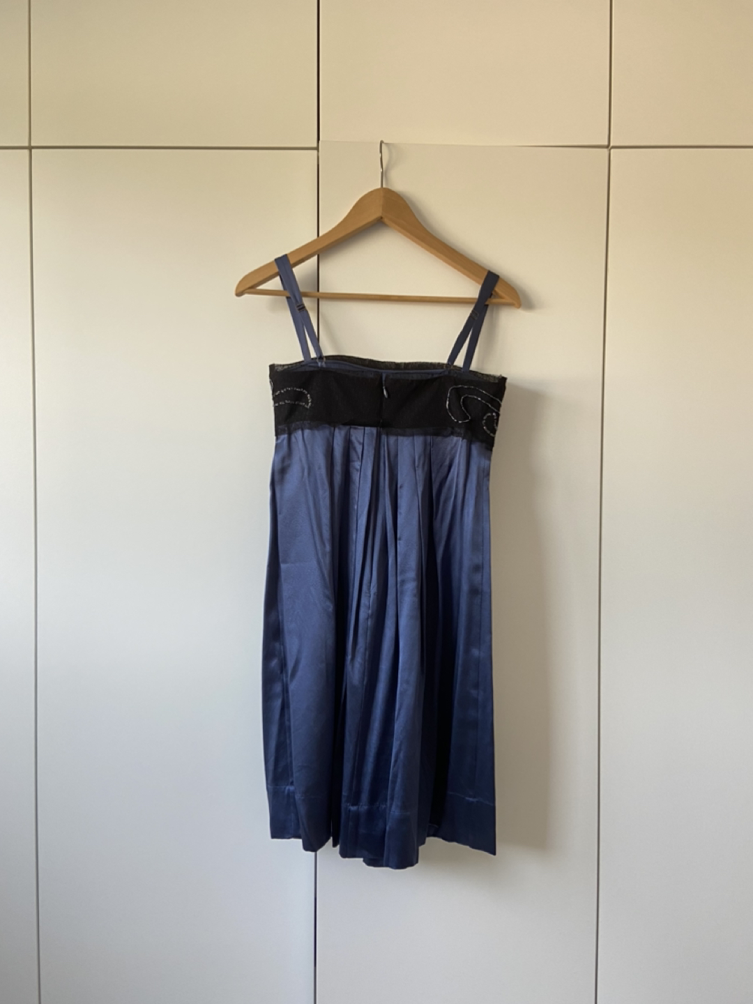 BCBG black beaded empire waist silk thin strap dress size 0 image indicator(3)