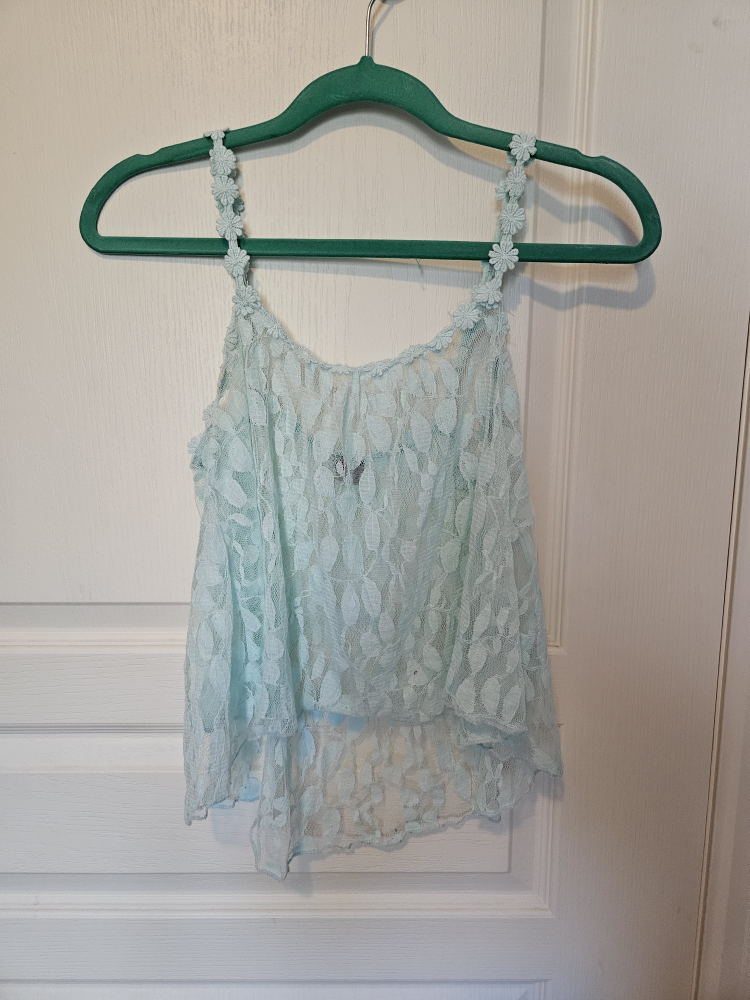 Blue handmade lace tank image indicator(3)