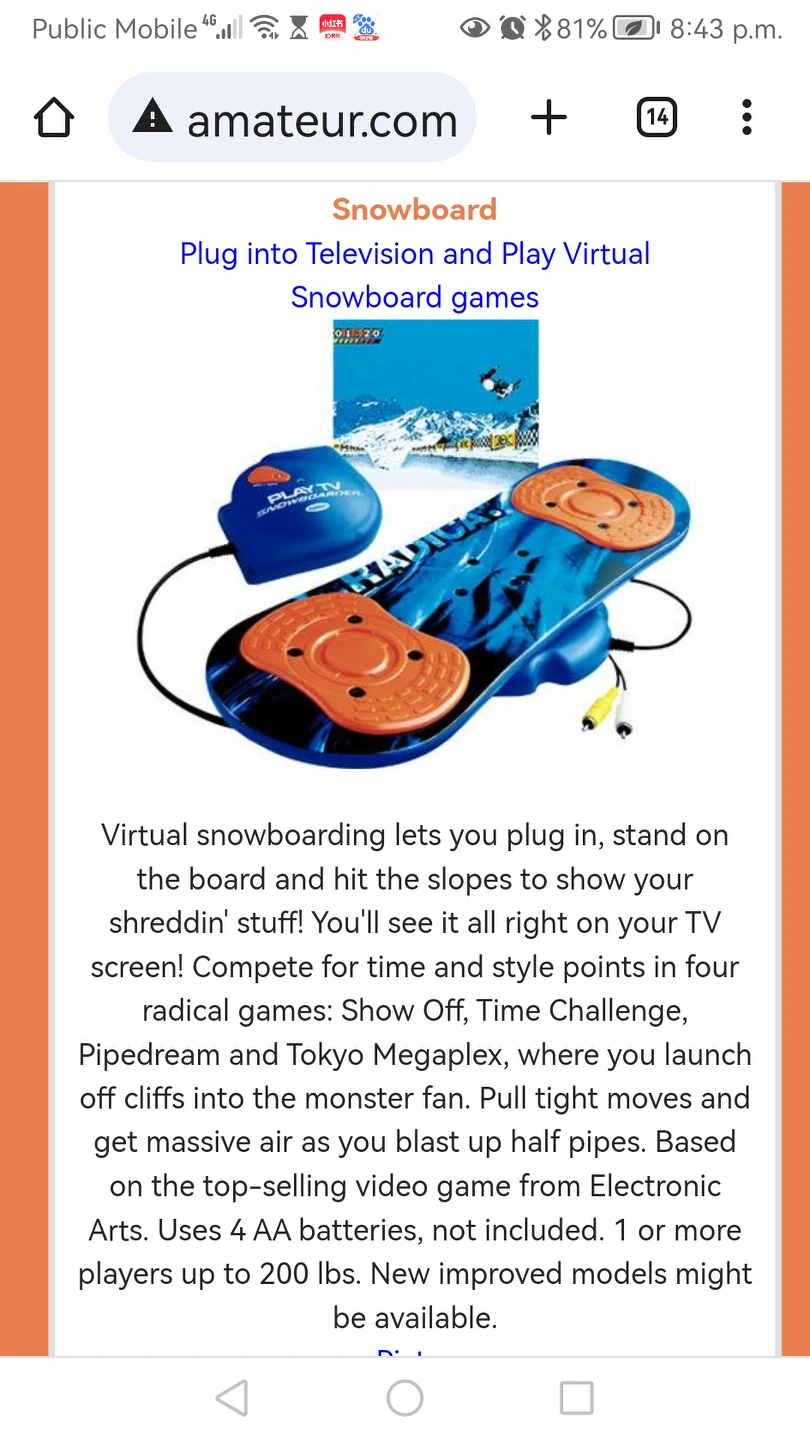 RADICA Play TV Snowboarder Game - plug n play image indicator(5)