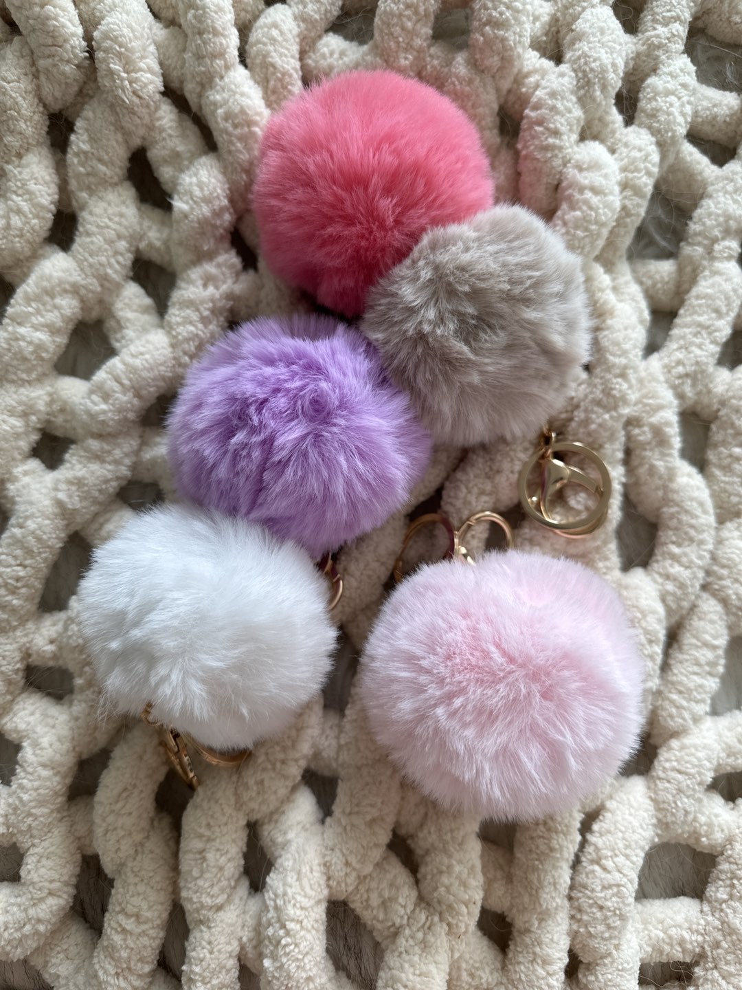 Assorted pompom bag charms/key chains thumbnail