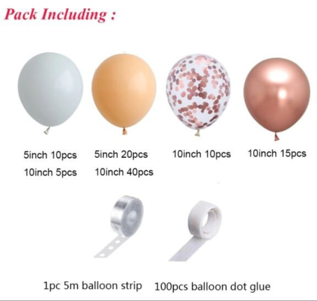 100pcs Peach Rose Gold Metallic Confetti Balloon Garland - photo 2
