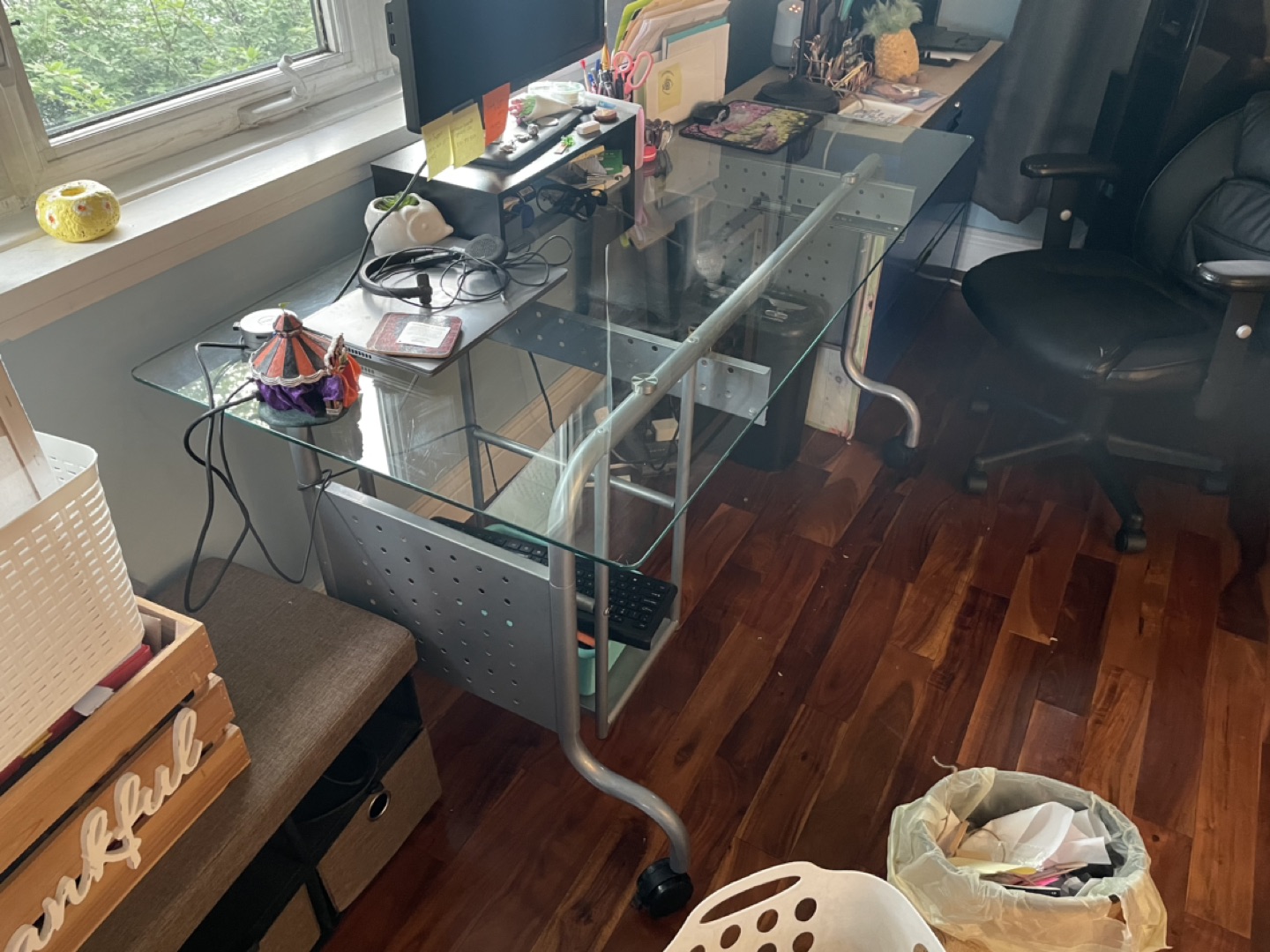 Good condition glass desk thumbnail