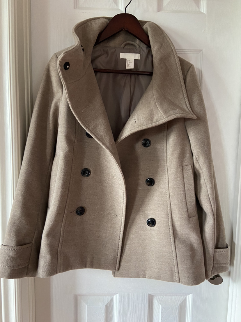 H&M Pea Coat Fall Winter  Beige/Cream Sz 6 - photo 4