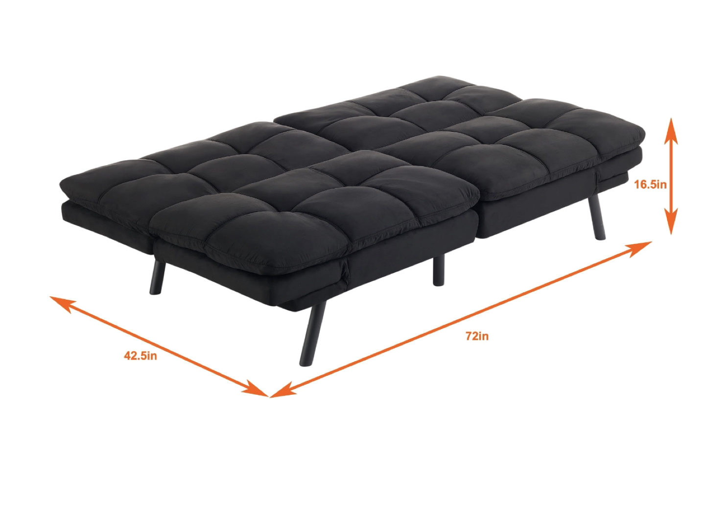 Mainstays Memory Foam Futon, Black Faux Suede Fabric - photo 4