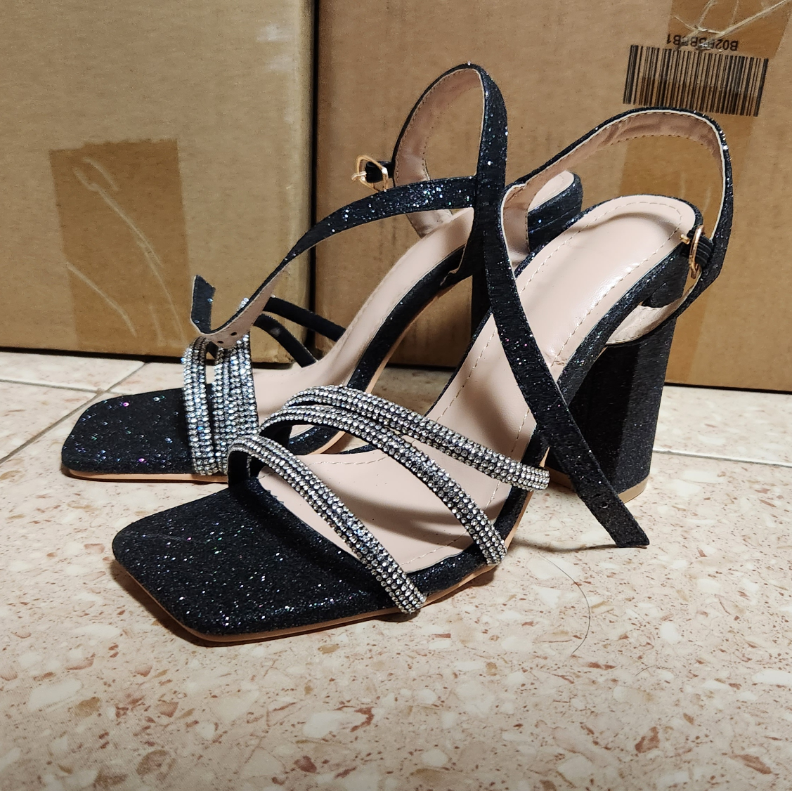 Women Glamorous Glitter Heeled Sandals