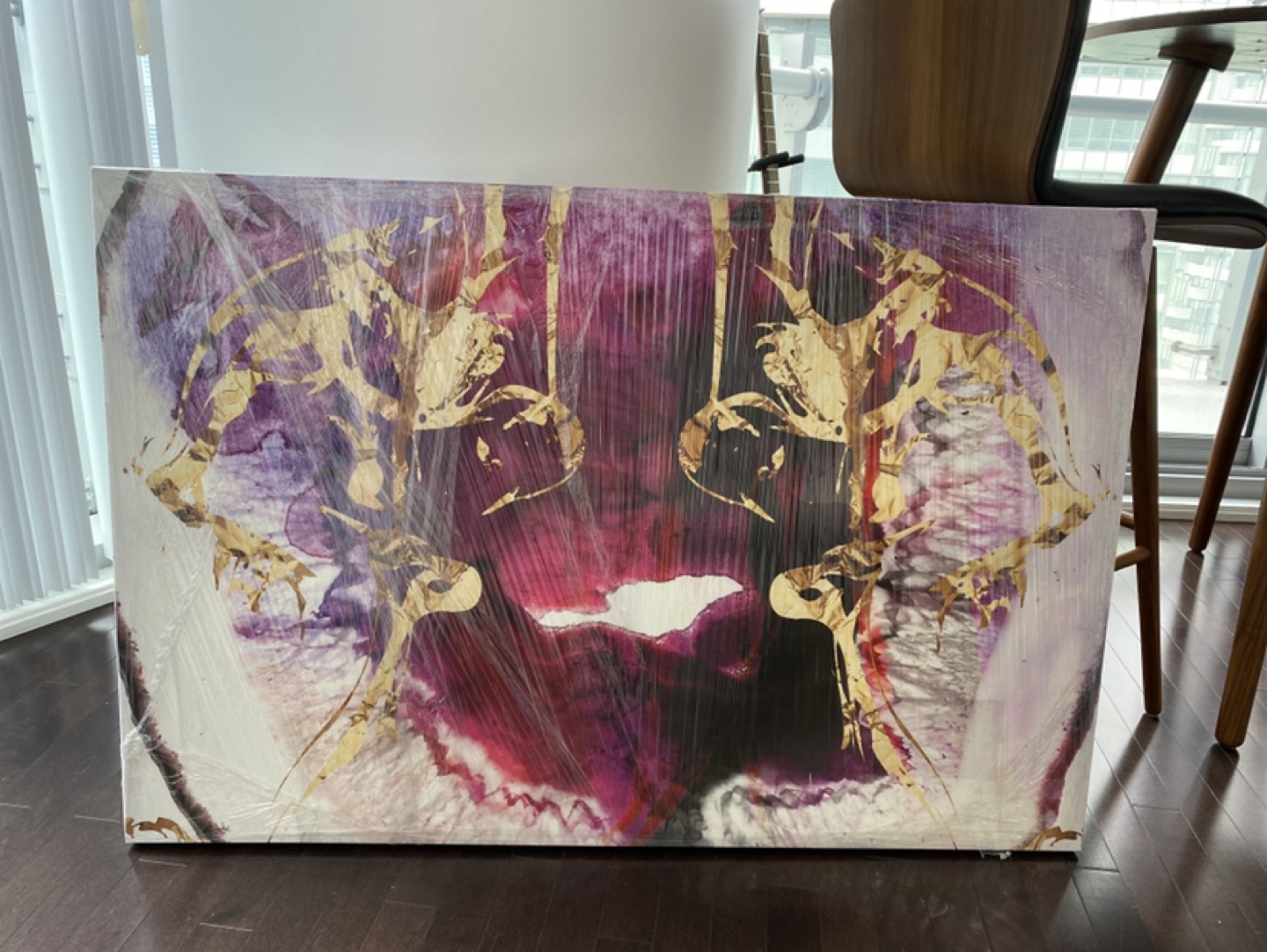 Abstract pink/gold wall art decor