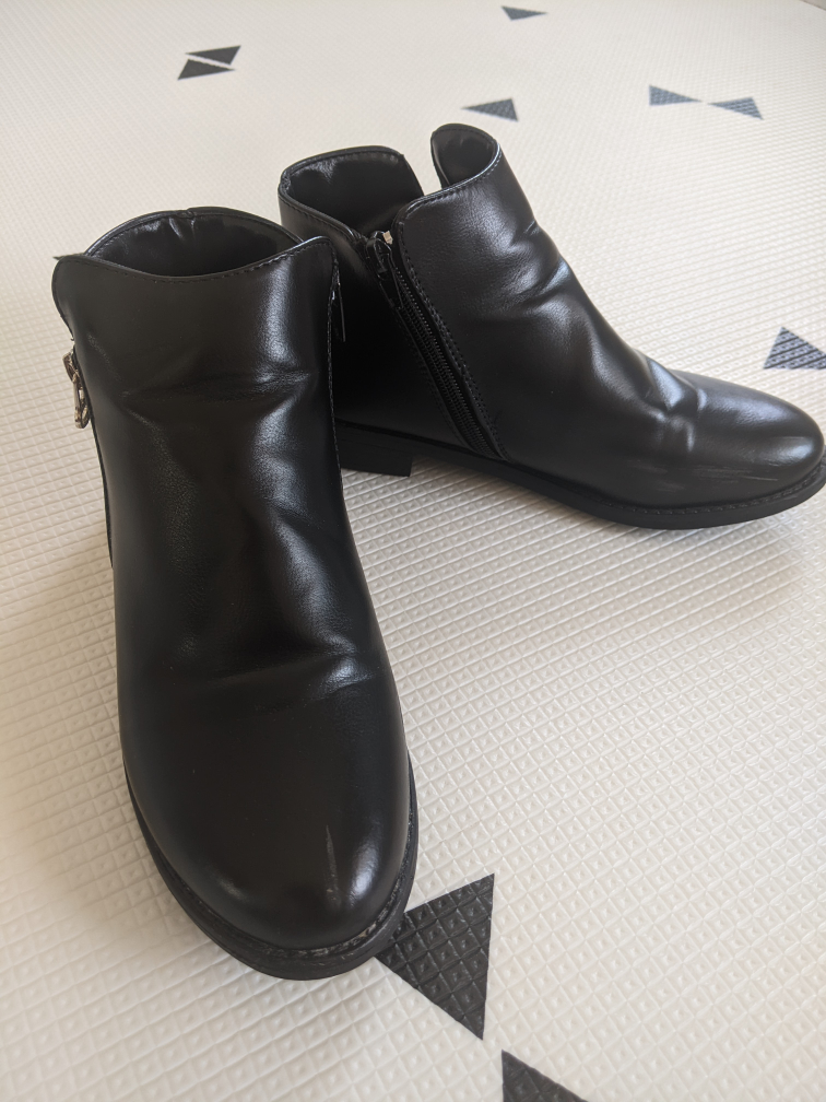 Black Faux Leather Ankle Boots (Gently Worn) image indicator(4)