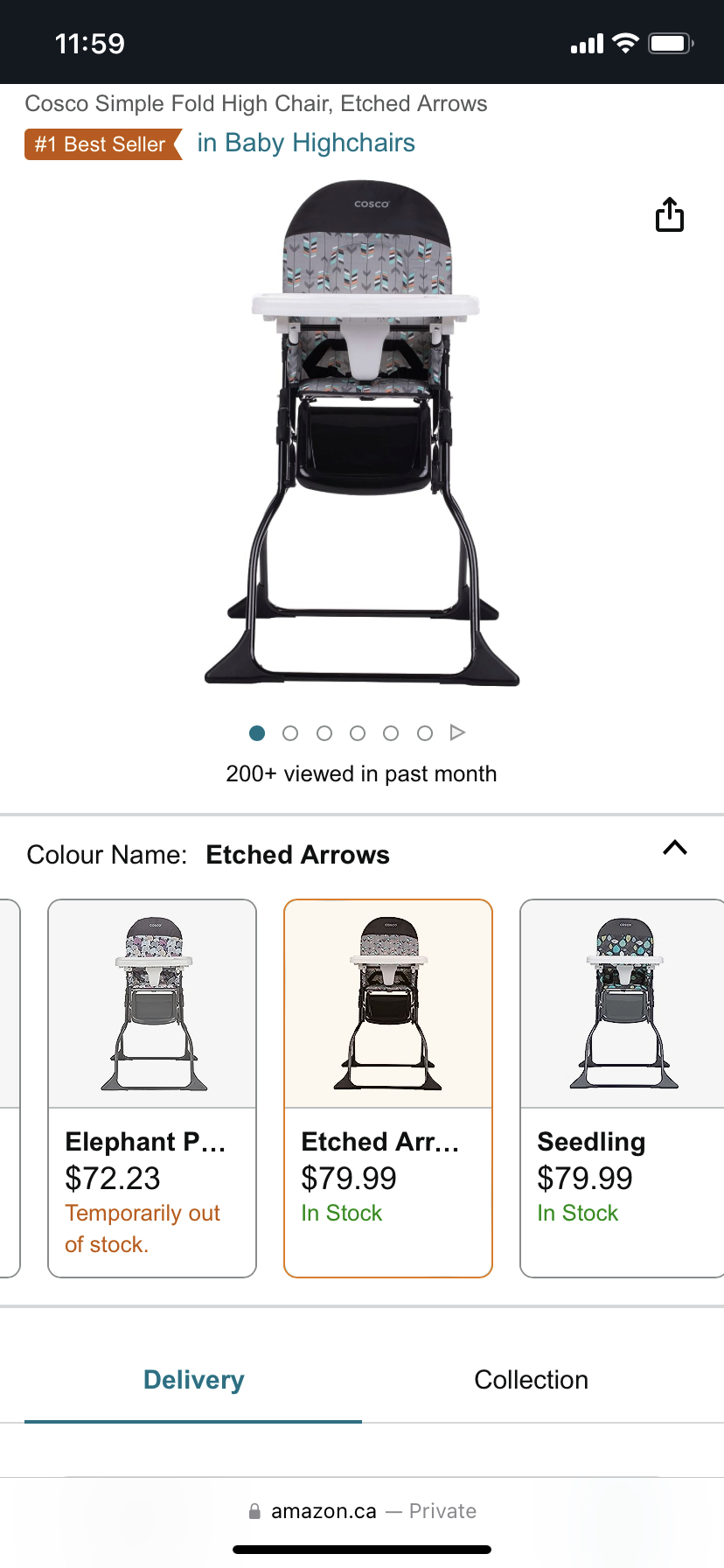 Cosco Simple Fold High Chair, Etched Arrows thumbnail
