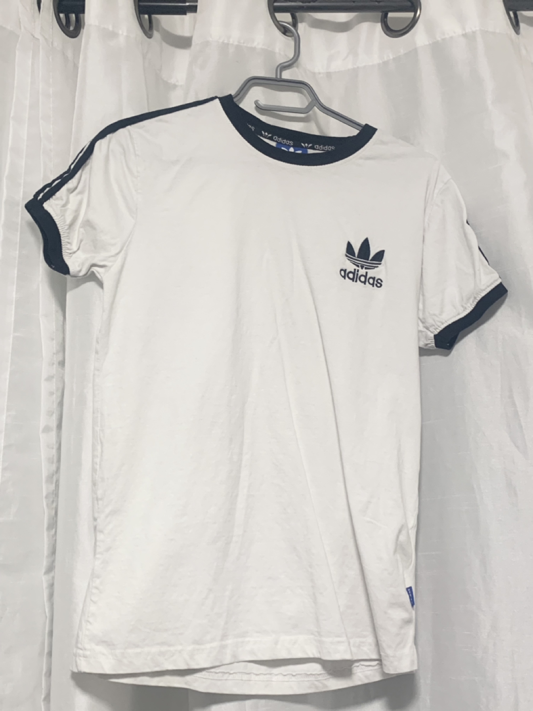 Adidas originals black three stripe T-shirt for SALE thumbnail