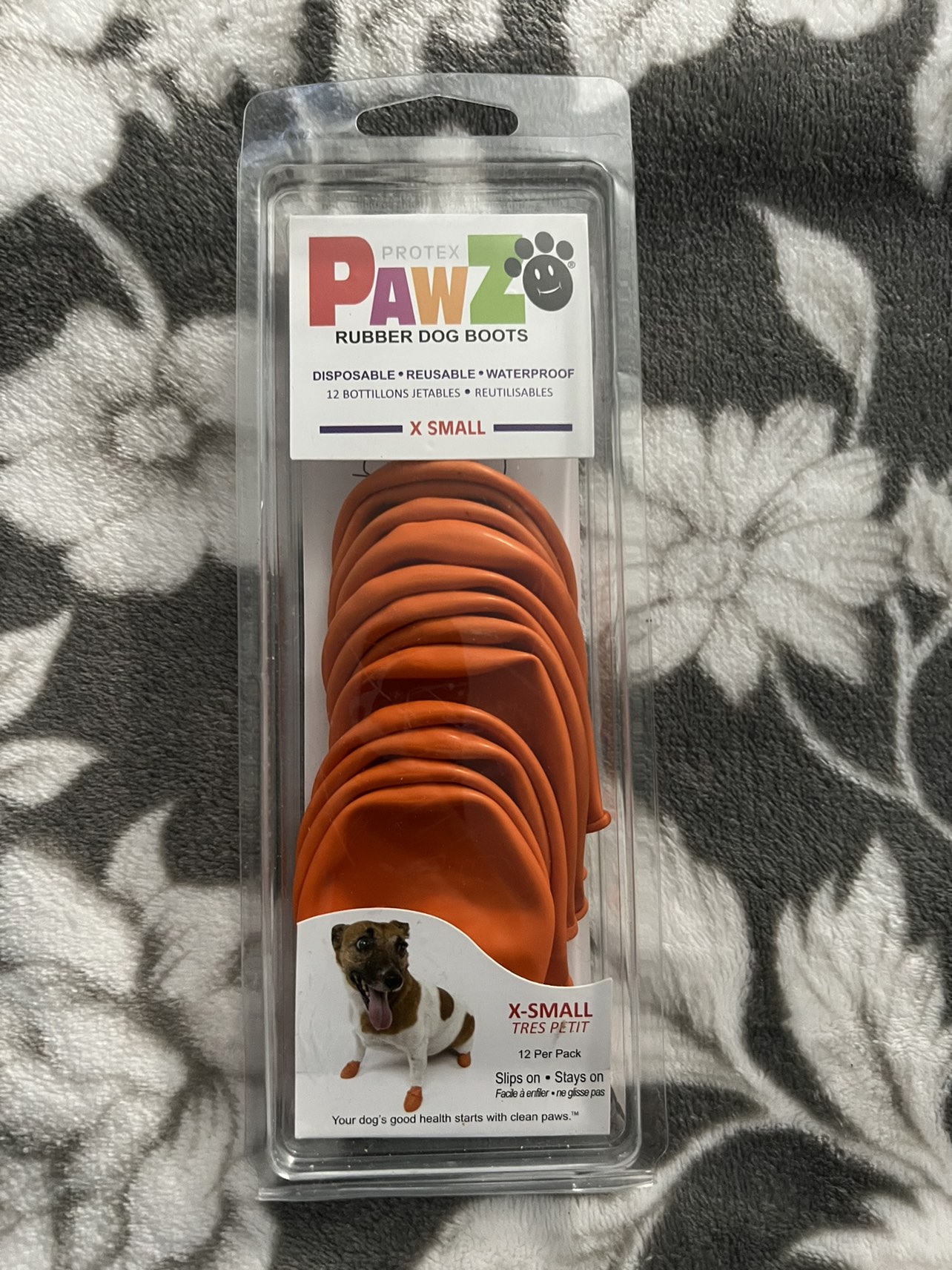 XS orange rubber dog boots