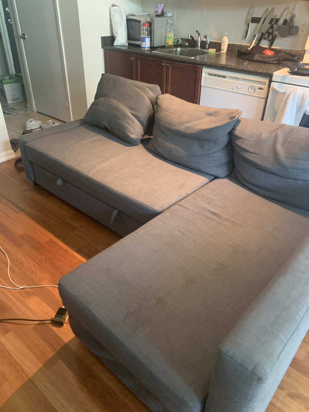 Grey section couch sofa bed thumbnail