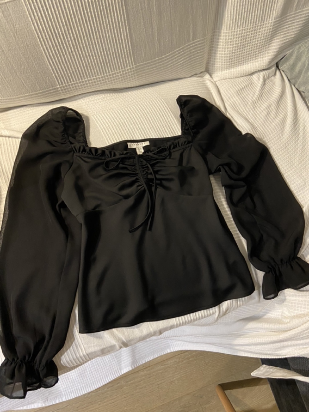 Topshop black sweetheart neckline blouse image indicator(2)