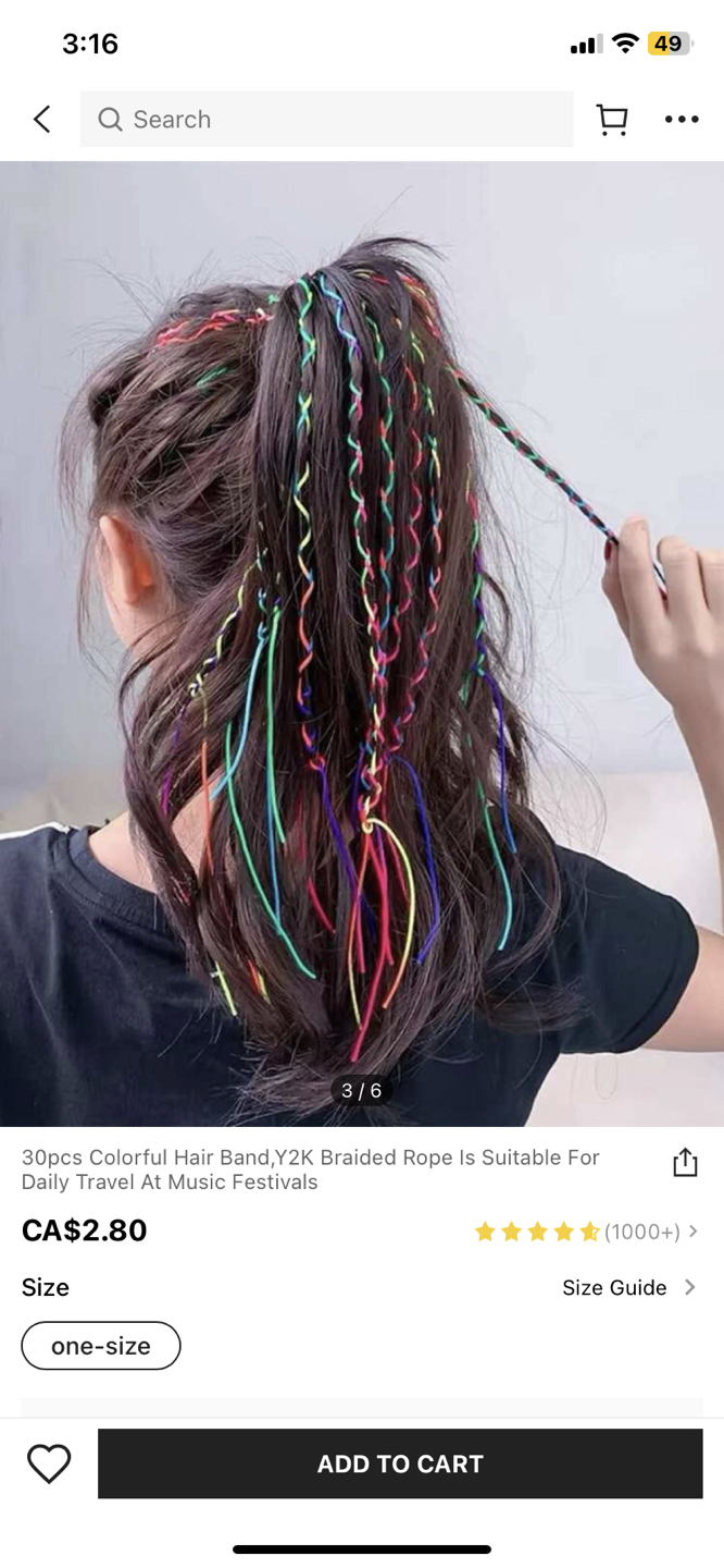 Rainbow rope for hair braid and ties. image indicator(3)