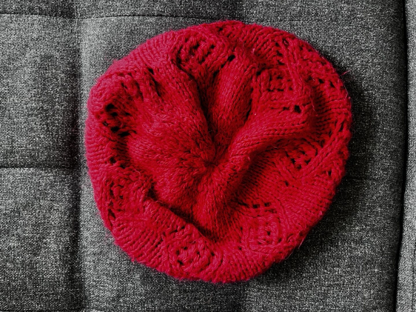 Red knitted hat