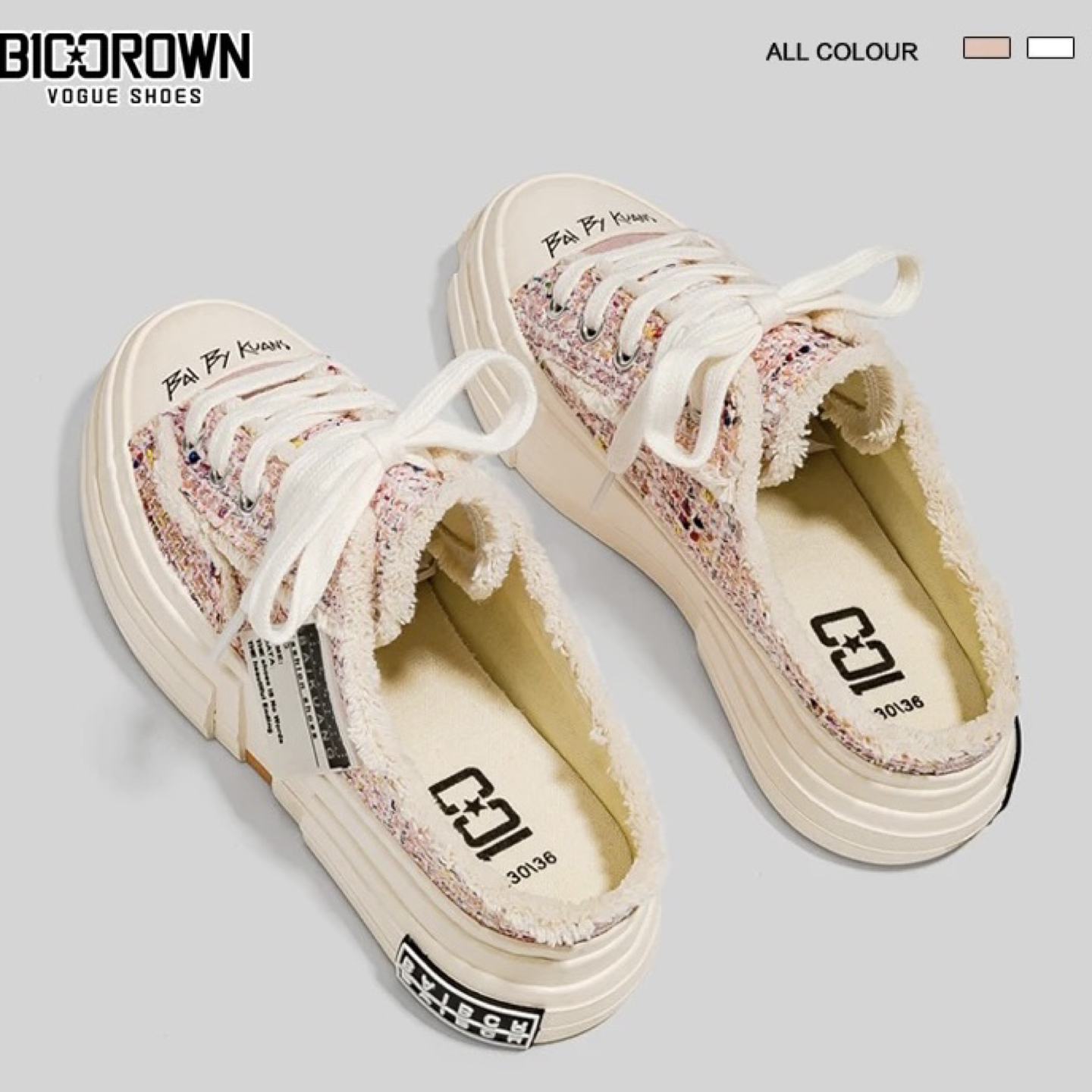 Pink Canvas Mule Sneakers thumbnail