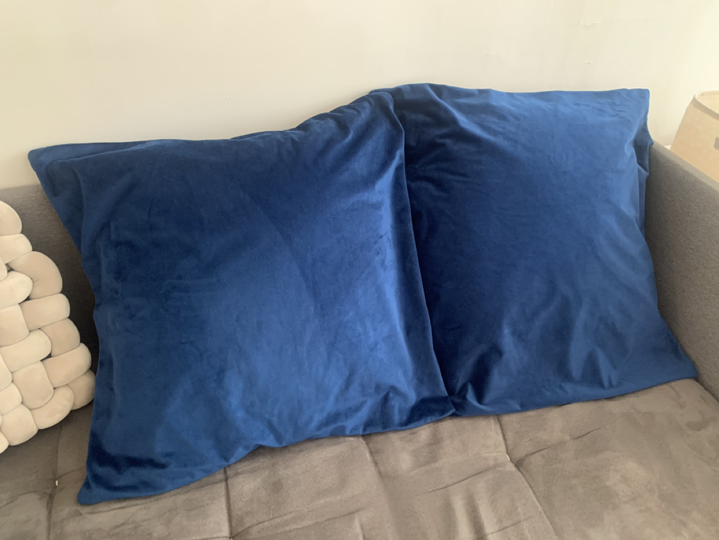Pair of Navy Blue Velvet 24*24 Throw Pillow Covers thumbnail