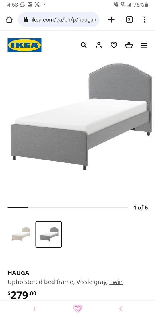 ikea grey twin bed frame thumbnail