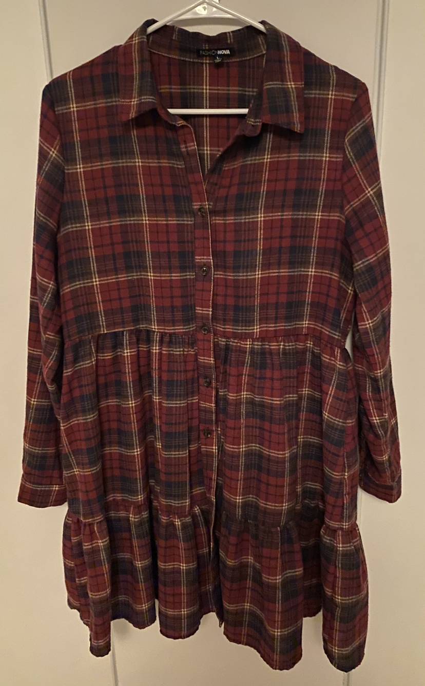 Plaid Fit and Flare Mini Dress/ Blouse