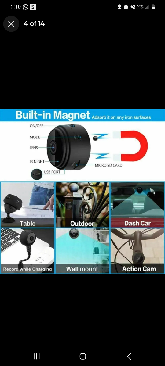 Rechargable Mini Home Security HD Camera image indicator(4)