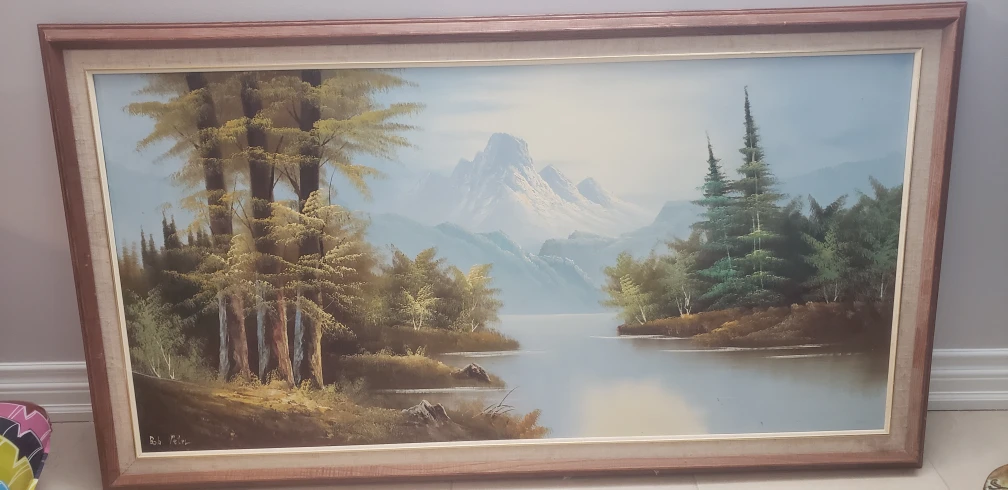 vintage oil paint art, framed painting