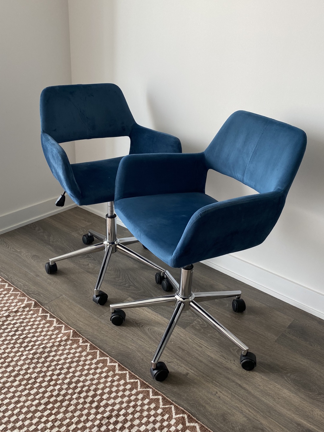 Two Stylish Blue Office Chairs thumbnail