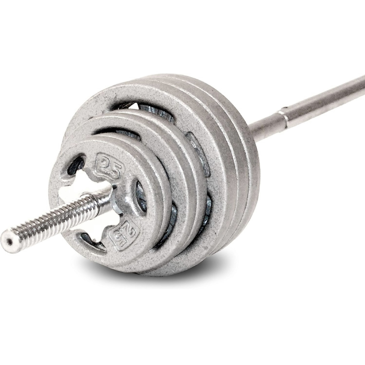 1 inch Barbell + 6 plates (10 and 25 lbs)+ squad pad + 2 clips