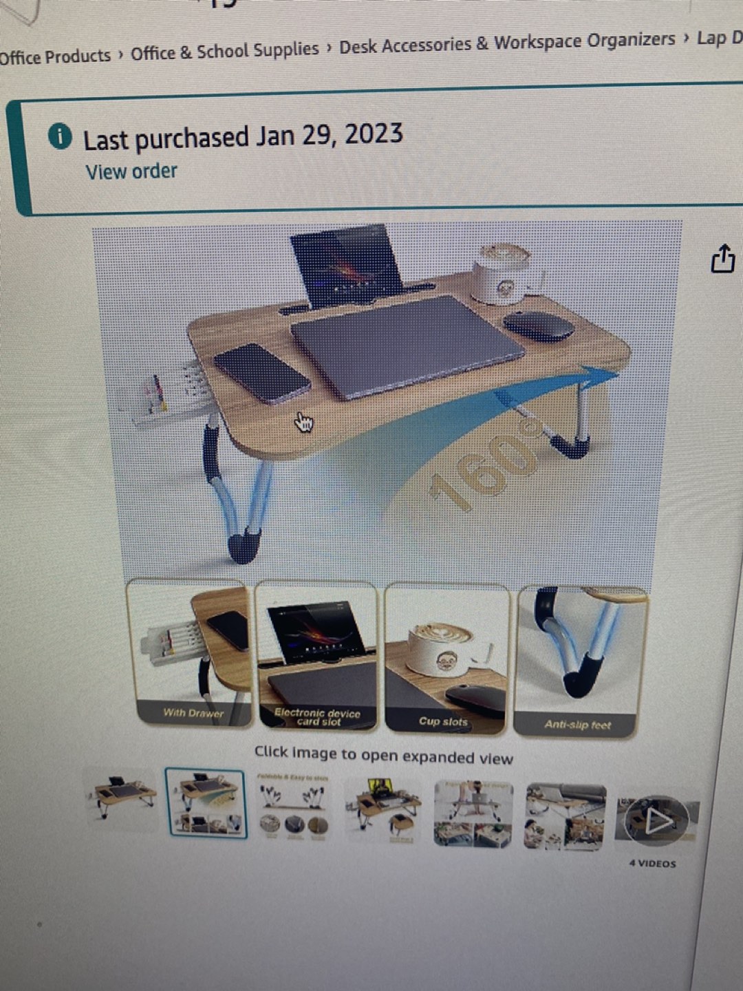 Laptop tray for bed with holder - photo 2