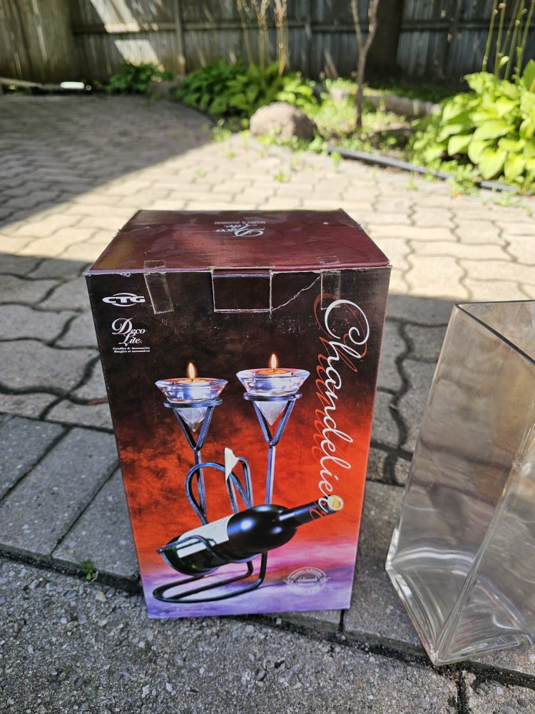 candle and wine bottle holder with candles - photo 2