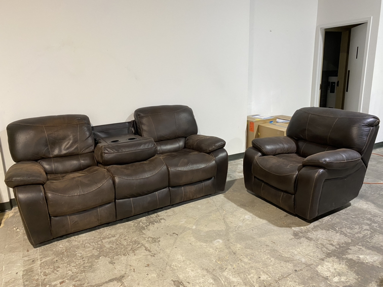 Reclining leather sectional
