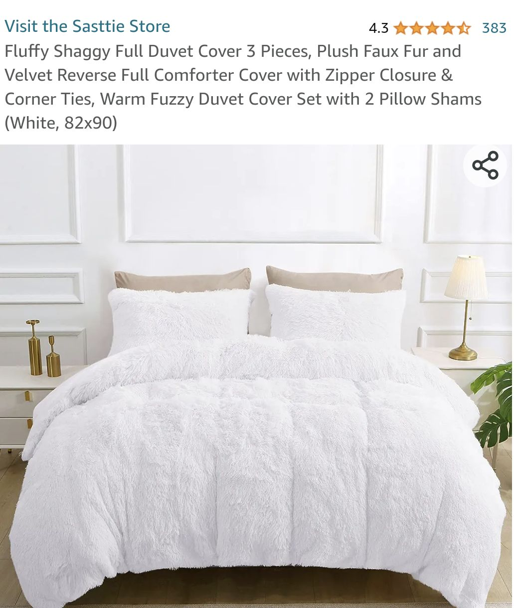 White fluffy duvet cover + 2 pillow cases