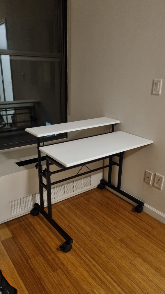 Desk, adjustable height, white