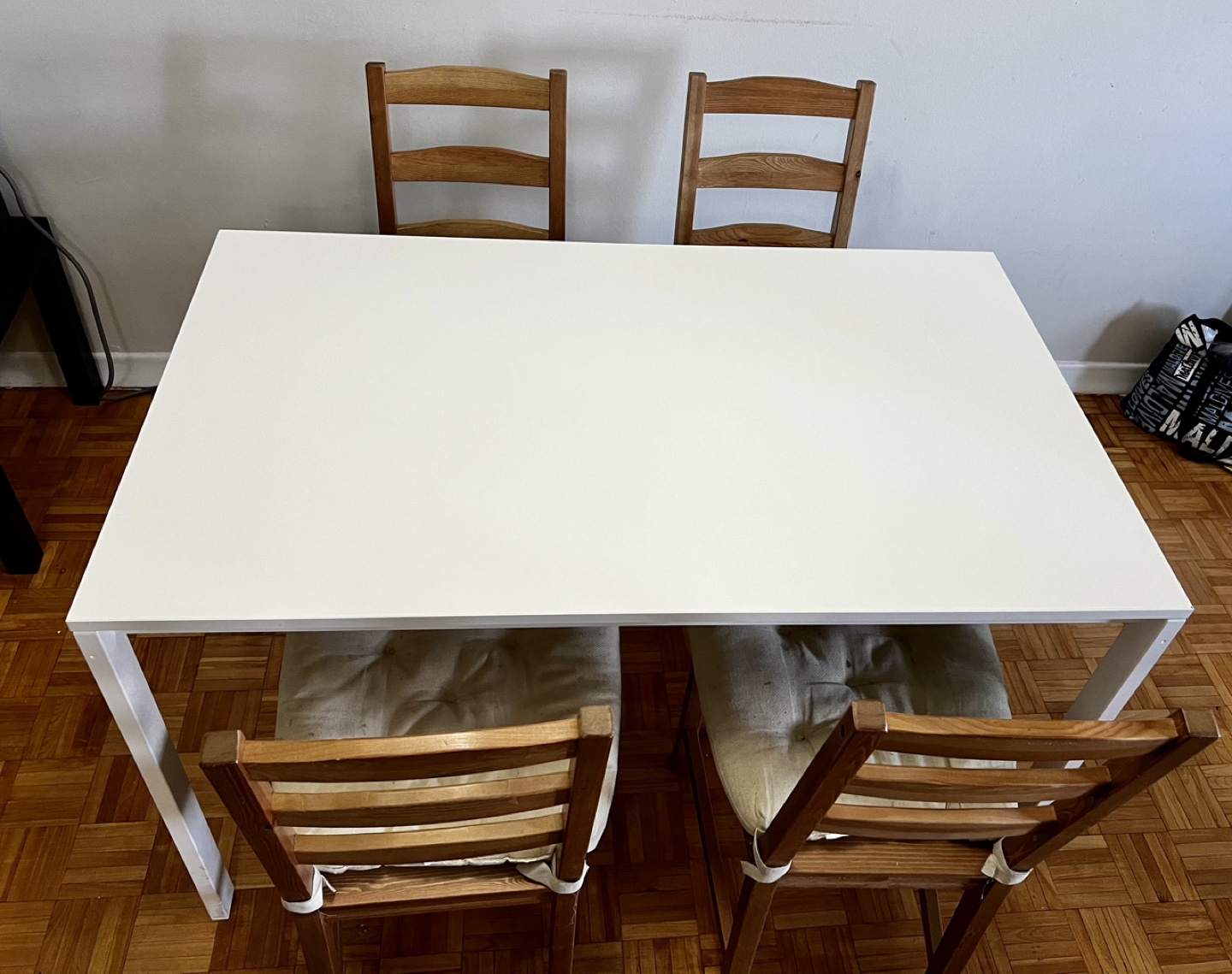 IKEA MELLTORP TABLE (White) + 4 JOKKMOKK CHAIRS (Antique Stain) - photo 3