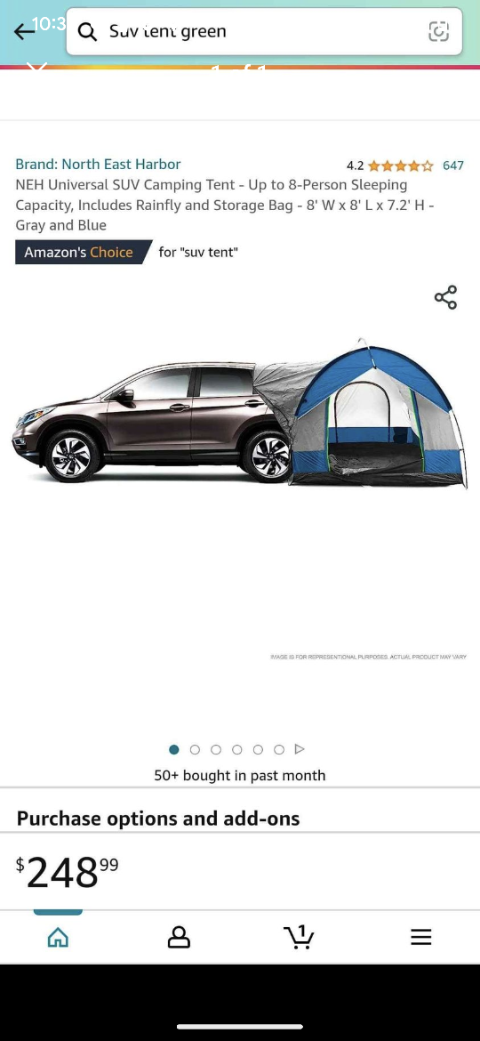NEH Universal SUV Camping Tent - Up to 8-Person, new thumbnail