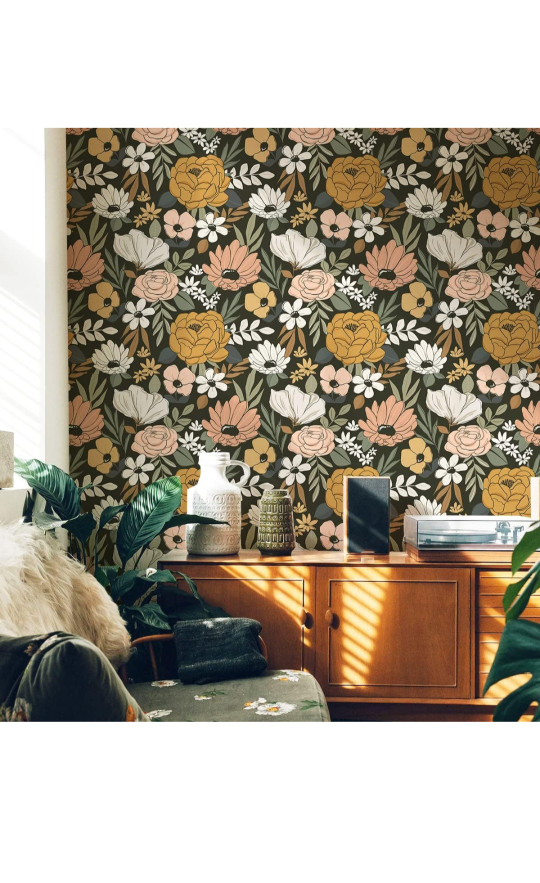 Wallpaper: HAOKHOME 93217 Vintage Large Floral Peel & stick image indicator(2)