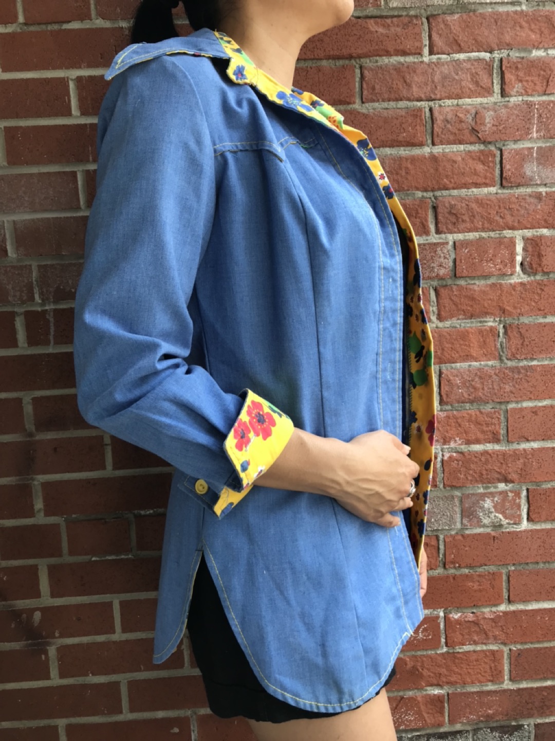 Vintage denim button down oversized S-M image indicator(2)