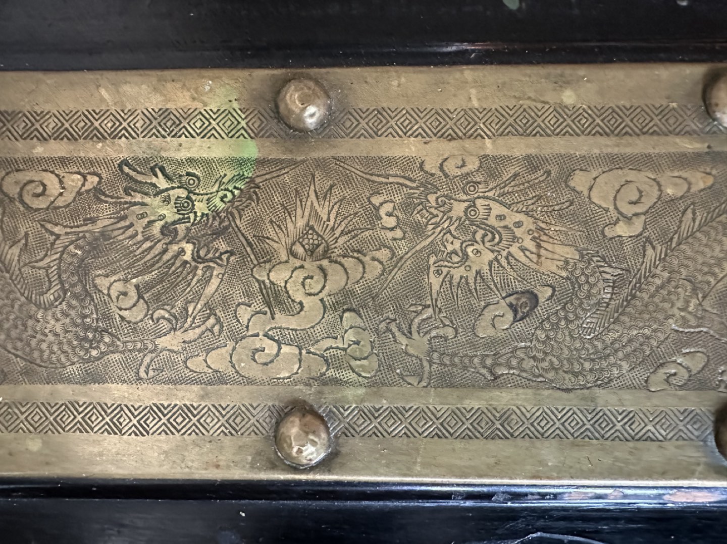Vintage Solid Wooden Treasure Chest (with Dragon Design) - photo 4
