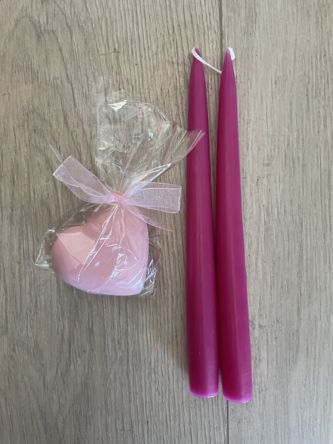 Pink candle and soap