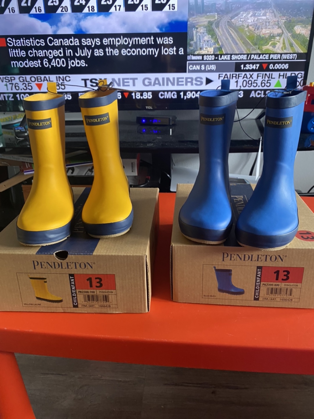 Kids new rain boots size 13 $30 each