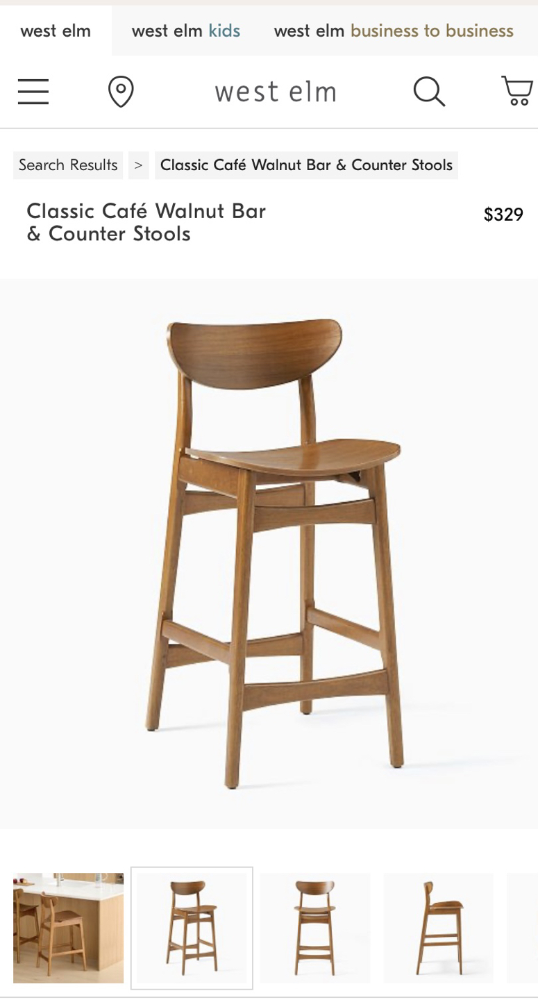 West Elm Counter Stools - Walnut - photo 2